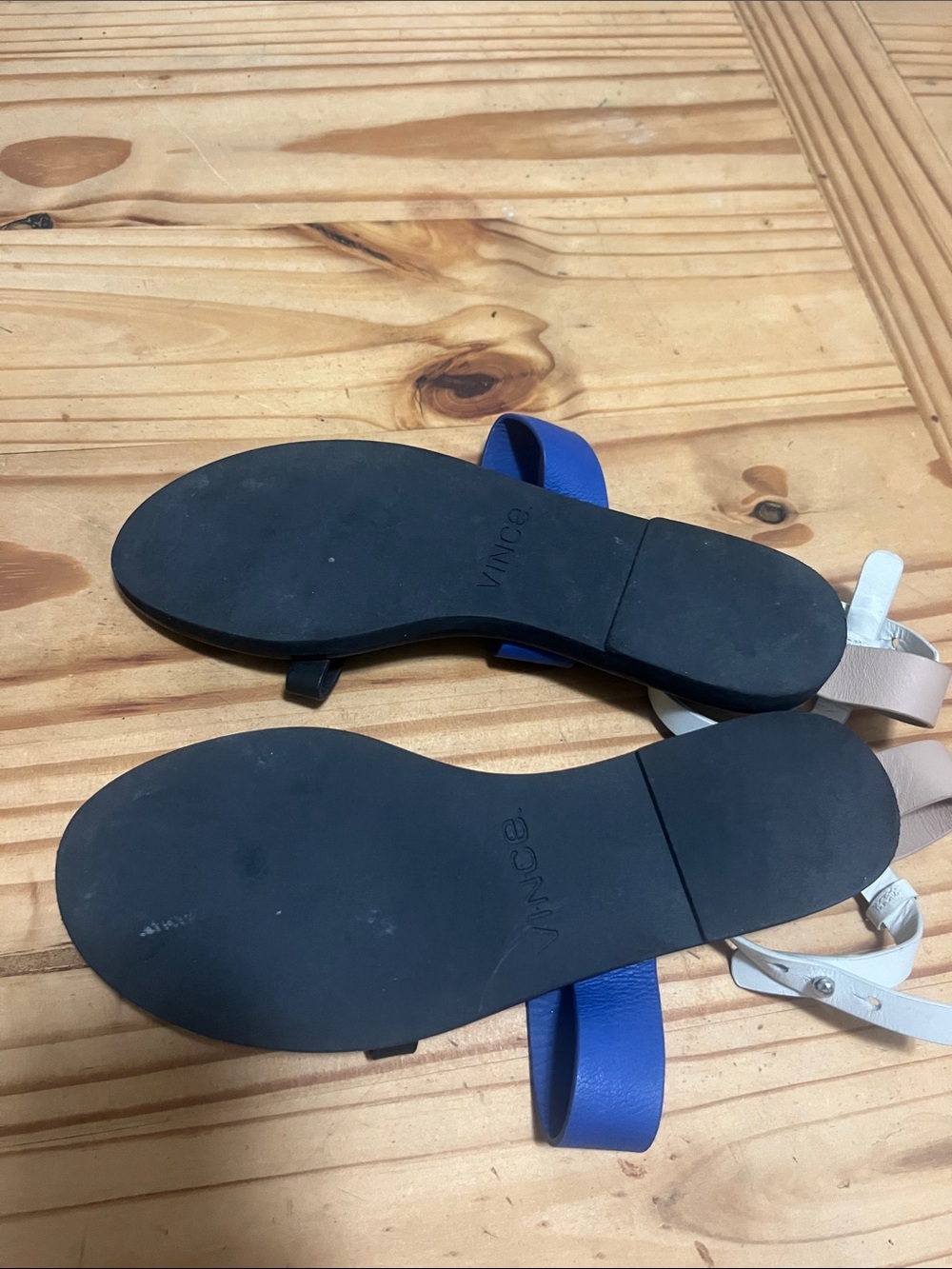 Vince Black, Blue and White T-Strap Women's Sandals - Picture 6 of 8